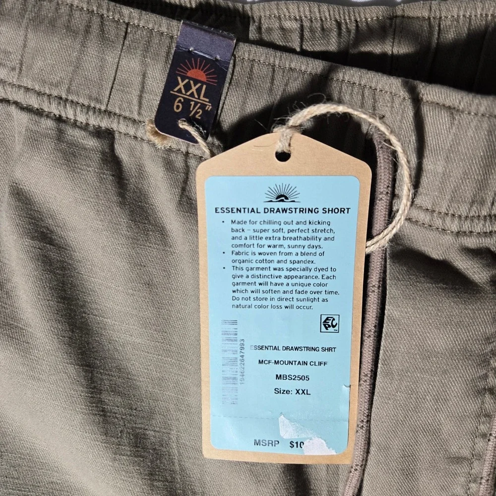 NEW Faherty Essential Drawstring Short Mountain Cliff Mens XXL Brown MBS2505